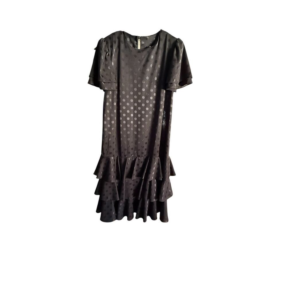 TF American Vintage 80’s Polka Dot Flapper Drop Waist Dress USA Size 12 - Picture 4 of 7